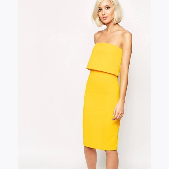 LAVISH ALICE Yellow Bandeau Bodycon Midi Dress 6 - Picture 10 of 13